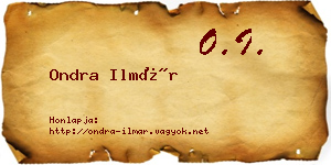 Ondra Ilmár névjegykártya